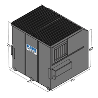 Dimension diagram of eight cubic yard front load dumpster